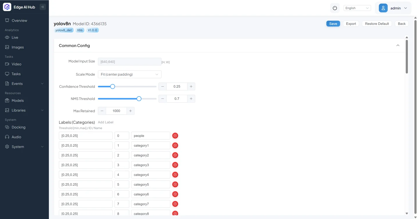Model import output